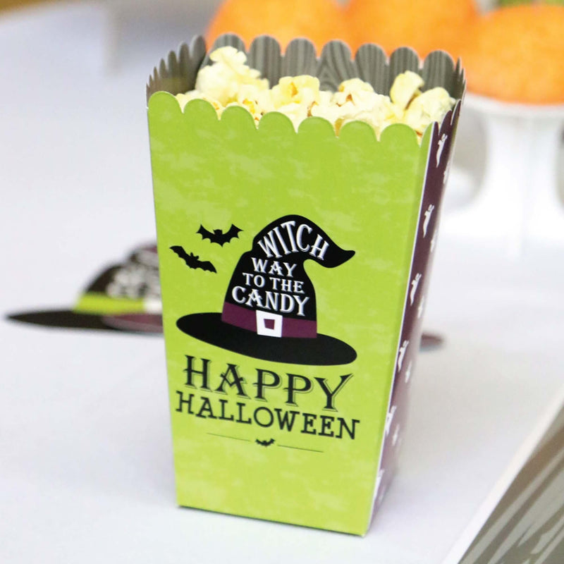 Happy Halloween - Witch Party Favor Popcorn Treat Boxes - Set of 12