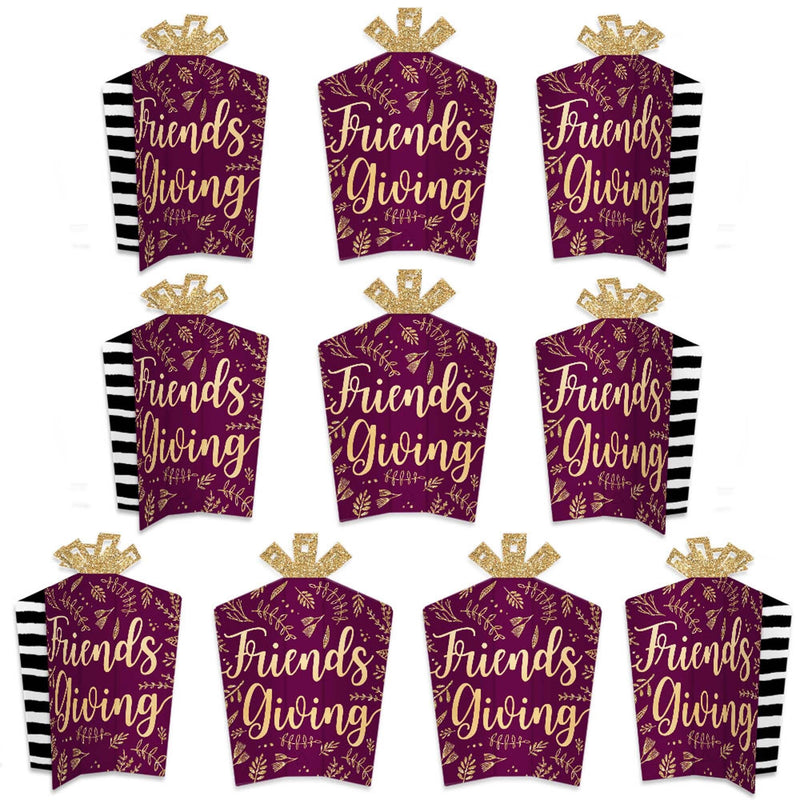 Elegant Thankful for Friends - Table Decorations - Friendsgiving Thanksgiving Party Fold and Flare Centerpieces - 10 Count