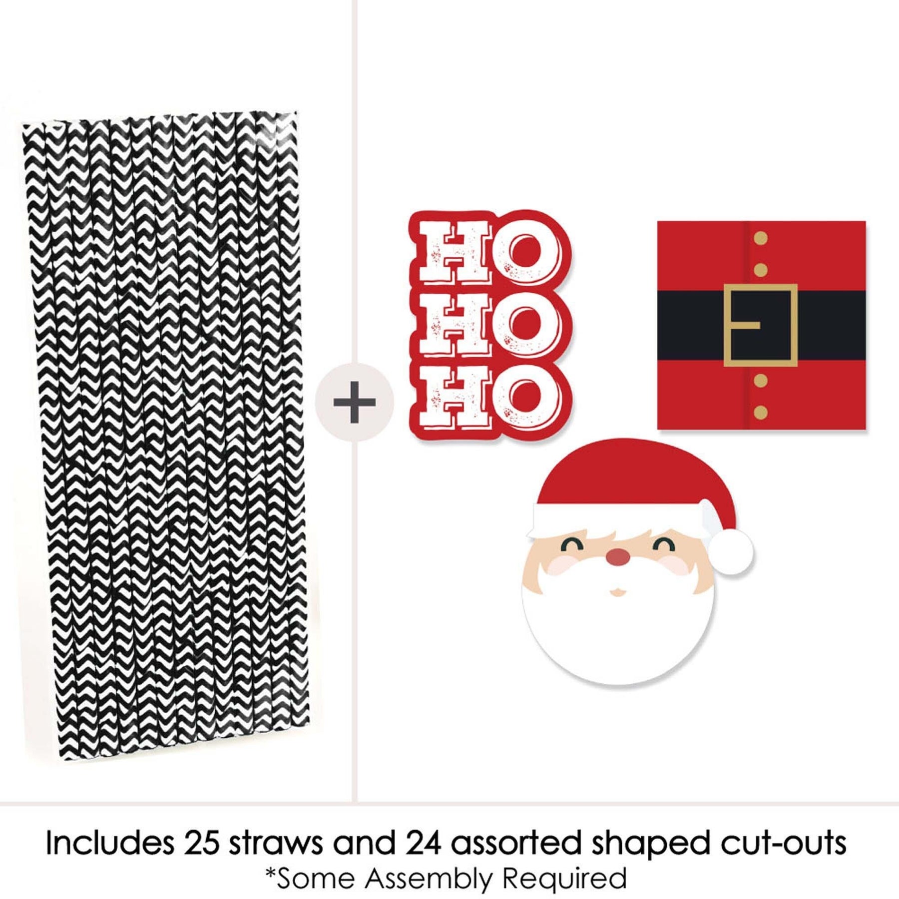Sanat & Reindeer Christmas Paper Drinking Straws - Box of 38