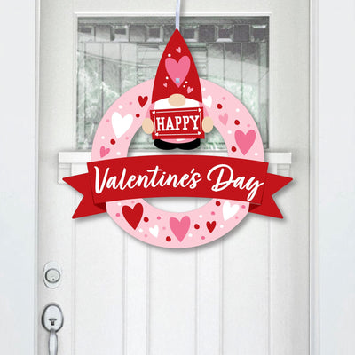 Valentine Gnomes - Outdoor Valentine's Day Party Decor - Front Door Wreath
