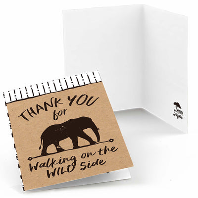 Wild Safari - African Jungle Adventure Birthday Party or Baby Shower Thank You Cards - 8 ct
