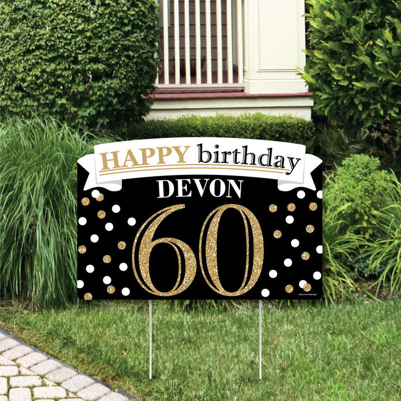 Adult 60th Birthday - Gold - Birthday Party Yard Sign Lawn Decorations - Personalized Happy Birthday Party Yardy Sign