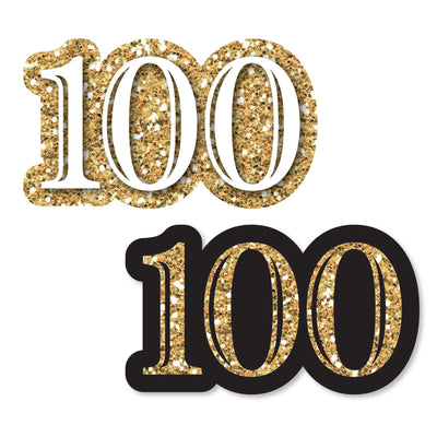 Adult 100th Birthday - Gold - DIY Shaped Party Paper Cut-Outs - 24 ct