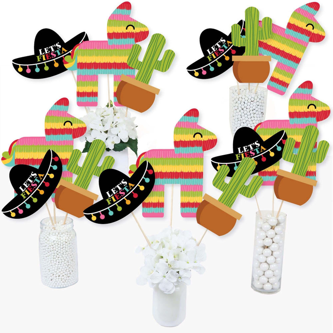 Let's Fiesta - Mexican Fiesta Party Centerpiece Sticks - Table Toppers - Set of 15
