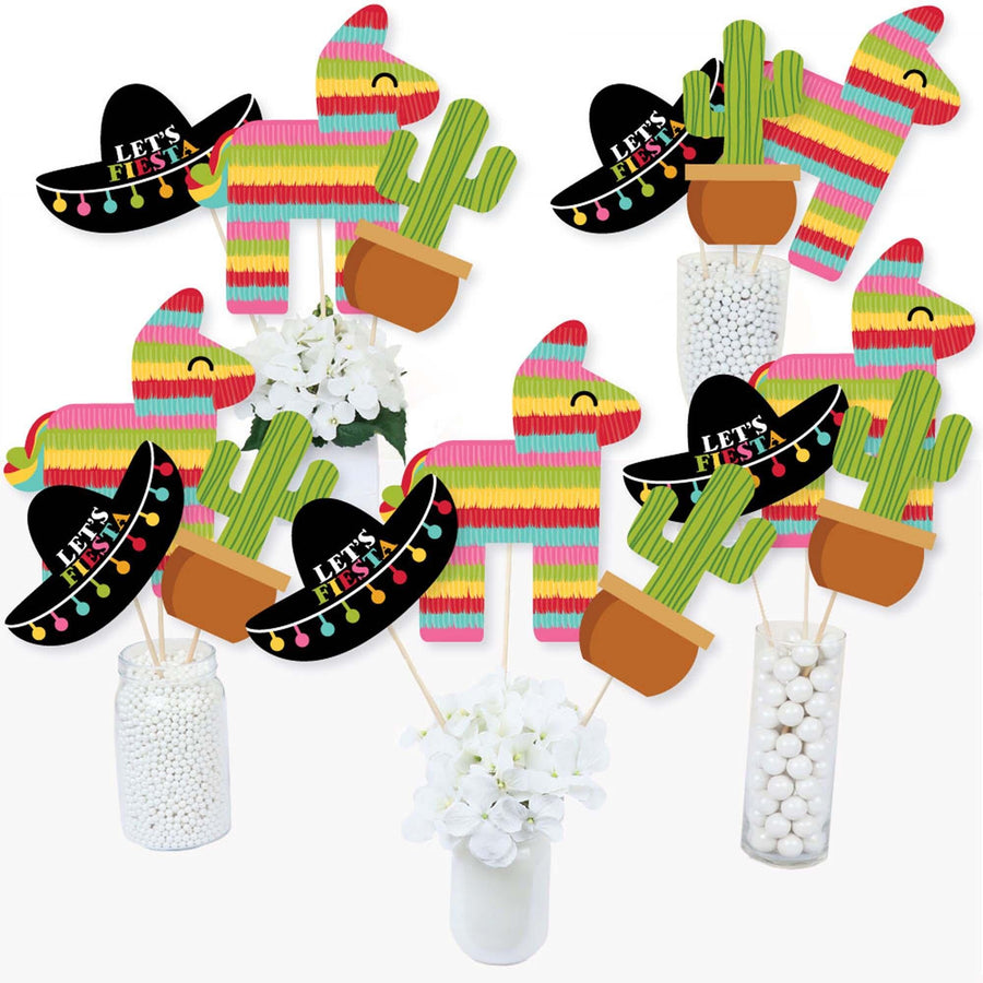 Let's Fiesta - Mexican Fiesta Party Centerpiece Sticks - Table Toppers - Set of 15
