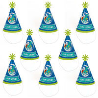 Roar Dinosaur - Cone Happy Birthday Party Hats for Kids and Adults - Set of 8 (Standard Size)