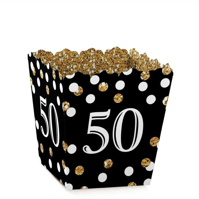 Adult 50th Birthday - Gold - Party Mini Favor Boxes - Birthday Party Treat Candy Boxes - Set of 12
