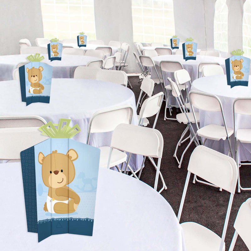 Baby Boy Teddy Bear - Table Decorations - Baby Shower Fold and Flare Centerpieces - 10 Count