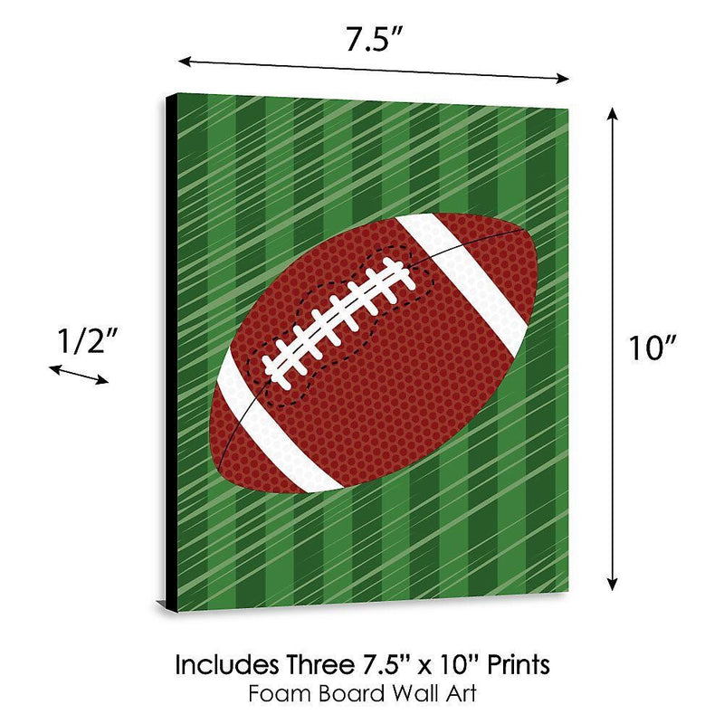 End Zone - Football - Sports Themed Nursery Wall Art, Kids Room Decor and Game Room Home Decorations - 7.5 x 10 inches - Set of 3 Prints