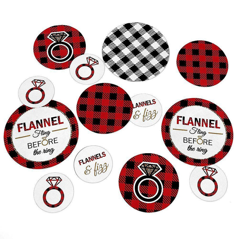 Flannel Fling Before The Ring - Buffalo Plaid Bachelorette Party Giant Circle Confetti - Bridal Shower Decorations - Large Confetti 27 Count