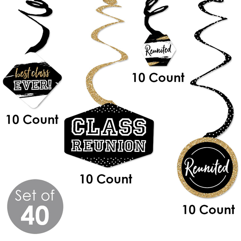Reunited - School Class Reunion Party Hanging Decor - Party Decoration Swirls - Set of 40