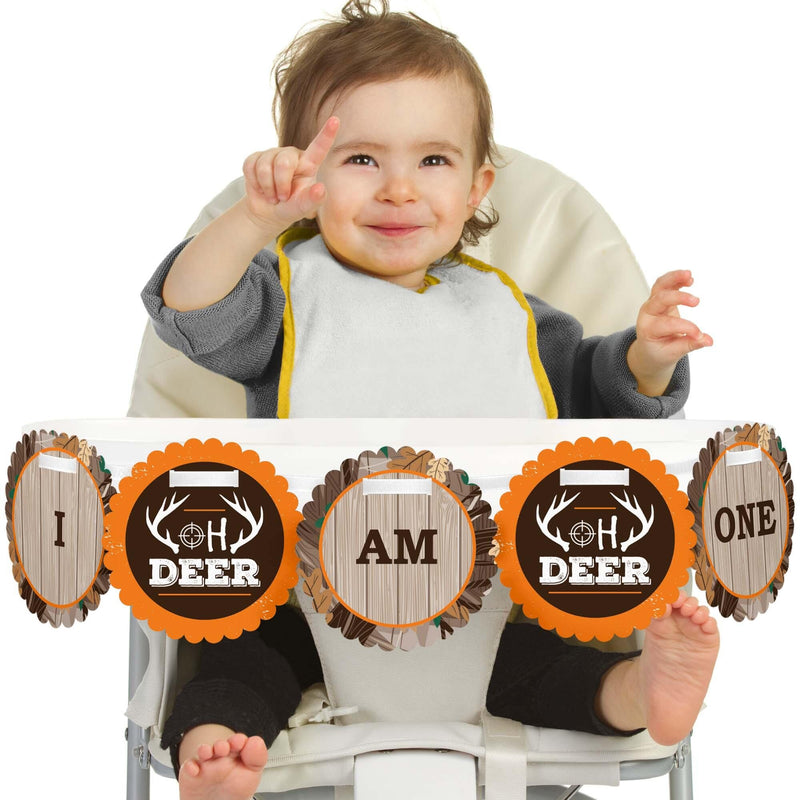 Gone Hunting 1st Birthday - I am One - First Birthday High Chair Banner