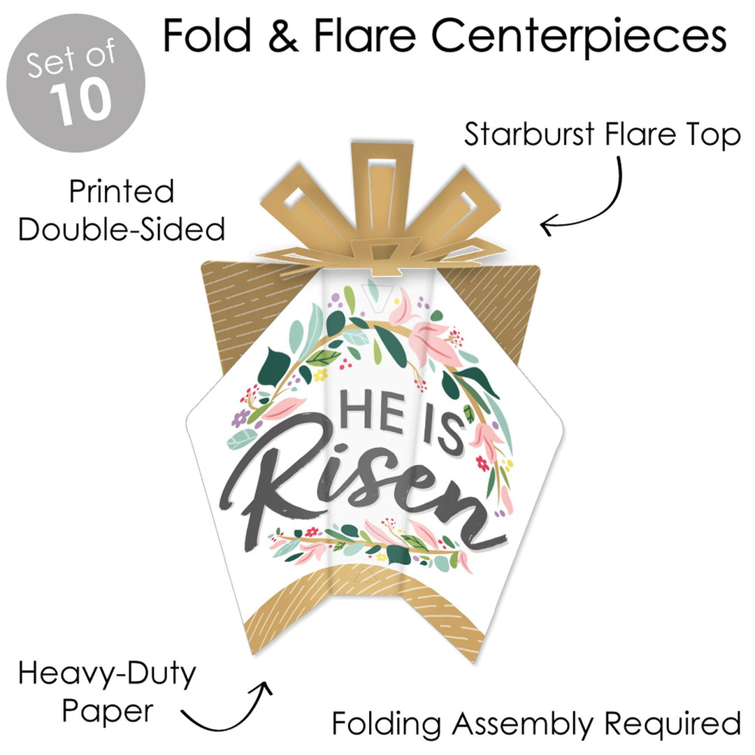 Religious Easter - Table Decorations - Christian Holiday Party Fold and Flare Centerpieces - 10 Count