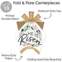 Religious Easter - Table Decorations - Christian Holiday Party Fold and Flare Centerpieces - 10 Count