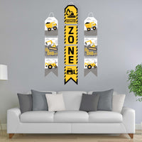 Dig It - Construction Party Zone - Hanging Vertical Paper Door Banners - Baby Shower or Birthday Party Wall Decoration Kit - Indoor Door Decor