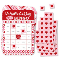 Conversation Hearts - Bingo Cards and Markers - Valentine's Day Party Bingo Game - Set of 18