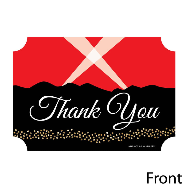 Red Carpet Hollywood - Shaped Thank You Cards - Movie Night Party Thank You Note Cards with Envelopes - Set of 12