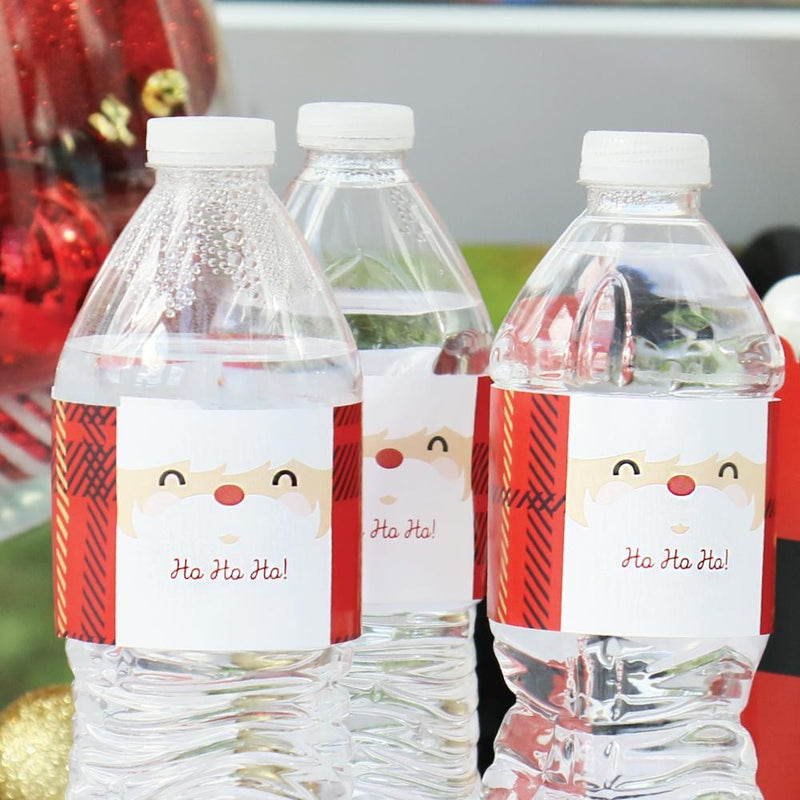 Jolly Santa Claus - Christmas Party Water Bottle Sticker Labels - Set of 20