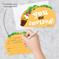 Taco 'Bout Fun - Shaped Fill-In Invitations - Mexican Fiesta Invitation Cards with Envelopes - Set of 12