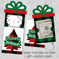 Holiday Plaid Trees - Buffalo Plaid Christmas Party Money and Gift Card Sleeves - Nifty Gifty Card Holders - Set of 8