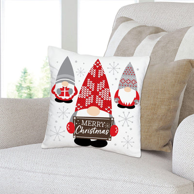 Christmas Gnomes - Holiday Party Home Decorative Canvas Cushion Case - Throw Pillow Cover - 16 x 16 Inches