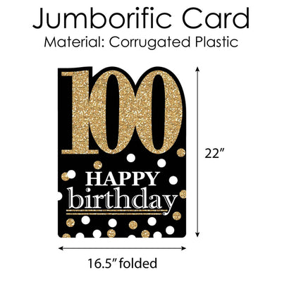 Adult 100th Birthday - Gold - Happy Birthday Giant Greeting Card - Big Shaped Jumborific Card - 16.5 x 22 inches