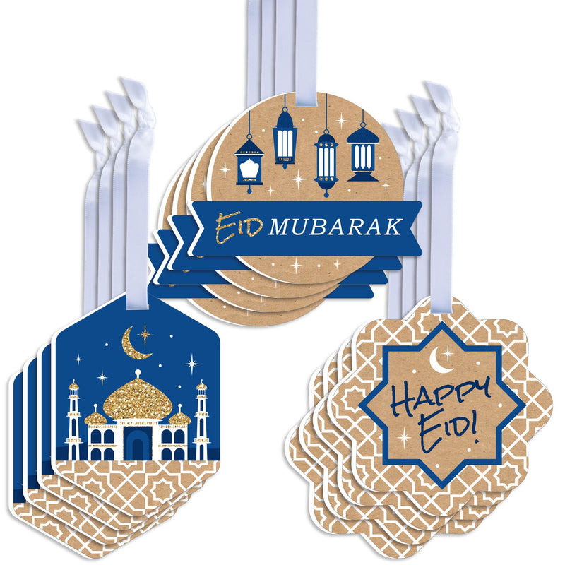 Ramadan - Assorted Hanging Eid Mubarak Party Favor Tags - Gift Tag Toppers - Set of 12