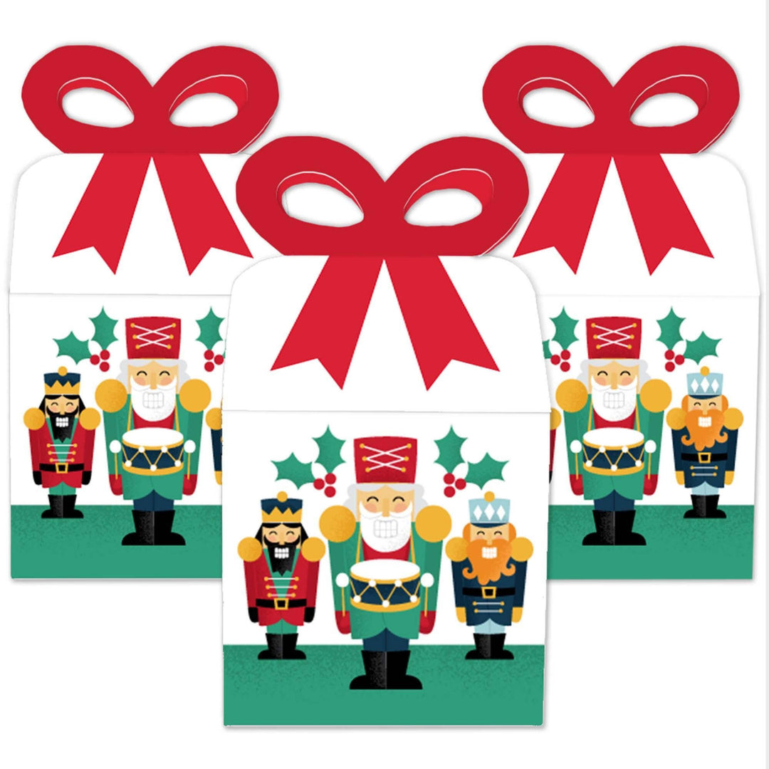 Christmas Nutcracker - Square Favor Gift Boxes - Holiday Party Bow Boxes - Set of 12