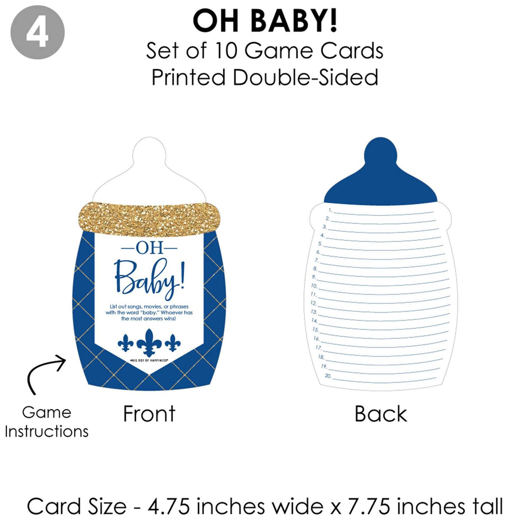 Royal Prince Charming - 4 Baby Shower Games - 10 Cards Each - Who Knows Mommy Best, Mommy or Daddy Quiz, What's in Your Purse and Oh Baby - Gamerific Bundle