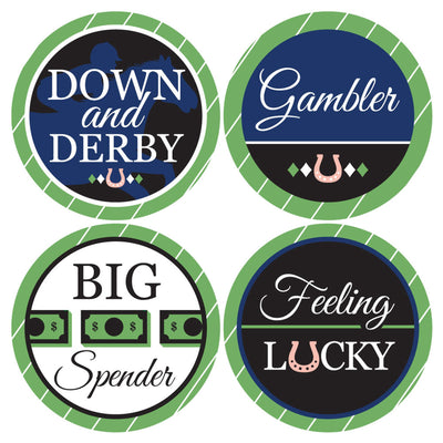 Kentucky Horse Derby - Horse Race Party Funny Horse Name Tags - Party Badges Sticker Set of 12