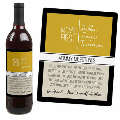 Mommy's First Milestones - Decorations for Women - Wine Bottle Label Stickers - Set of 4