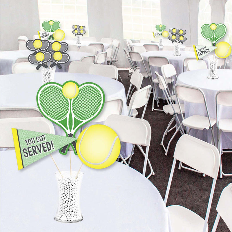 You Got Served - Tennis - Baby Shower or Tennis Ball Birthday Party Centerpiece Sticks - Showstopper Table Toppers - 35 Pieces