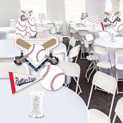 Batter Up - Baseball - Baby Shower or Birthday Party Centerpiece Sticks - Showstopper Table Toppers - 35 Pieces