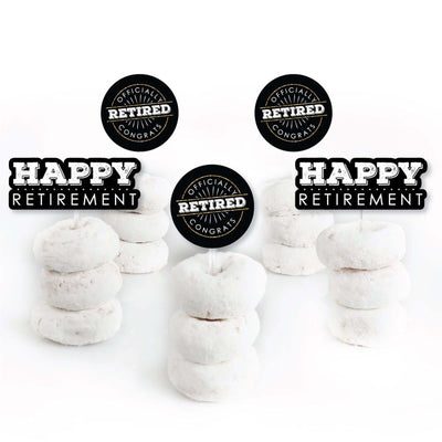 Happy Retirement - Dessert Cupcake Toppers - Retirement Party Clear Treat Picks - Set of 24