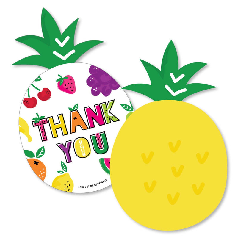 Tutti Fruity - Shaped Thank You Cards - Frutti Summer Baby Shower or Birthday Party Thank You Note Cards with Envelopes - Set of 12