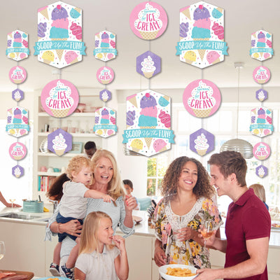 Scoop Up The Fun - Ice Cream - Sprinkles Party DIY Dangler Backdrop - Hanging Vertical Decorations - 30 Pieces
