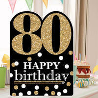 Adult 80th Birthday - Gold - Happy Birthday Giant Greeting Card - Big Shaped Jumborific Card - 16.5 x 22 inches