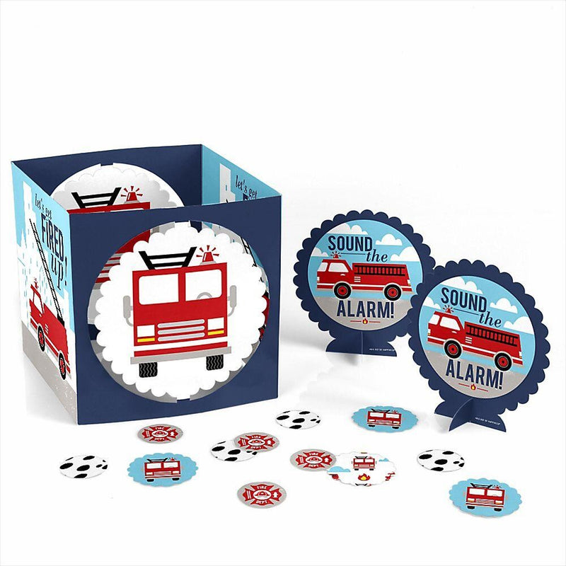 Fired Up Fire Truck - Firefighter Firetruck Baby Shower or Birthday Party Centerpiece & Table Decoration Kit