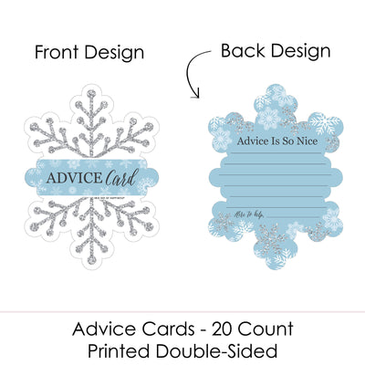 Winter Wonderland - Wish Card Snowflake Holiday Party and Winter Wedding Activities - Shaped Advice Cards Game - Set of 20