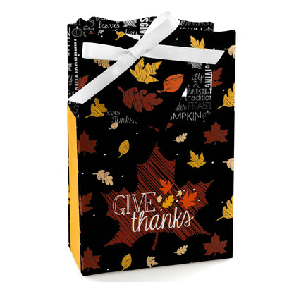 Give Thanks - Thanksgiving Party Favor Boxes - Set of 12