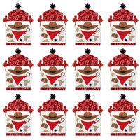 Western Hoedown - Treat Box Party Favors - Wild West Cowboy Party Goodie Gable Boxes - Set of 12
