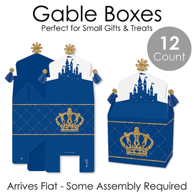 Royal Prince Charming - Treat Box Party Favors - Baby Shower or Birthday Party Goodie Gable Boxes - Set of 12