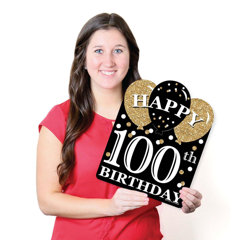 Adult 100th Birthday - Gold - Outdoor Lawn Sign - Birthday Party Yard Sign - 1 Piece