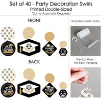 Law School Grad - Future Lawyer Graduation Party Hanging Decor - Party Decoration Swirls - Set of 40