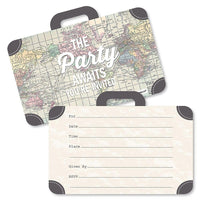 World Awaits - Shaped Fill-In Invitations - Travel Themed Invitation Cards with Envelopes - Set of 12