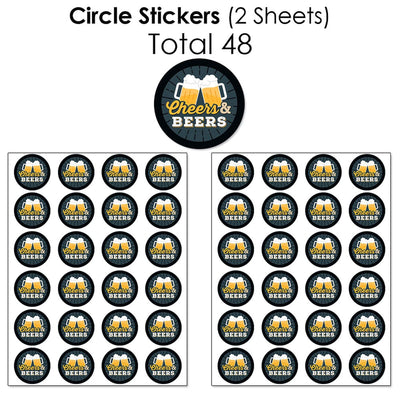 Cheers and Beers Happy Birthday - Mini Candy Bar Wrappers, Round Candy Stickers and Circle Stickers - Candy Favor Sticker Kit - 304 Pieces