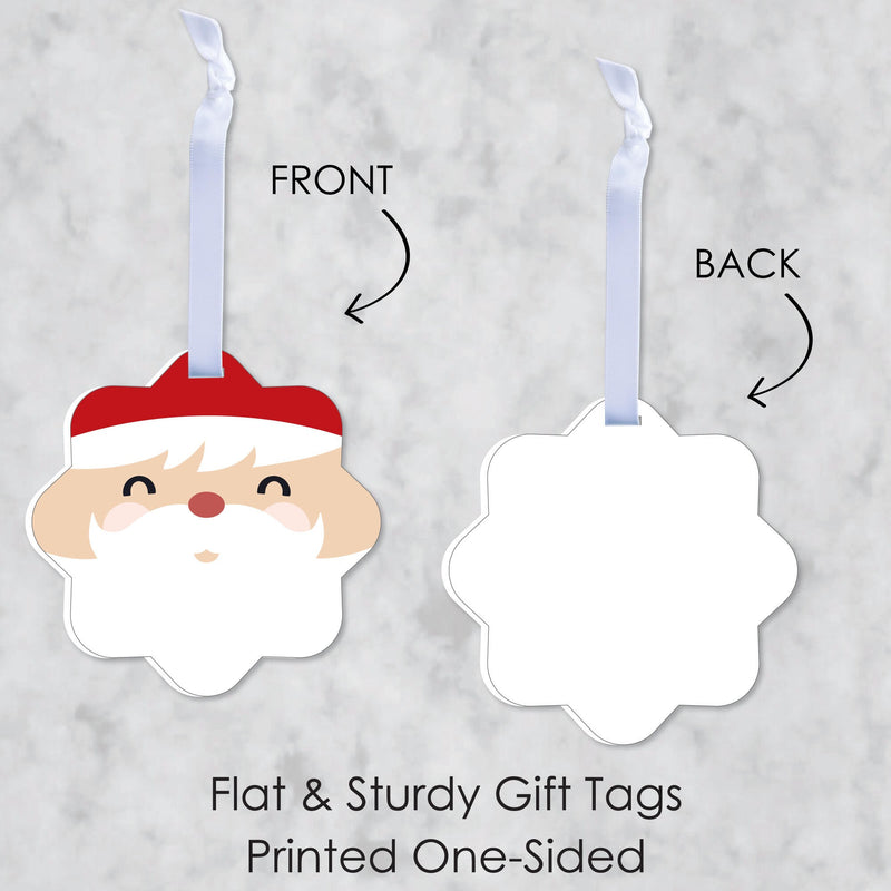 Jolly Santa Claus - Assorted Hanging Christmas Party Favor Tags - Gift Tag Toppers - Set of 12