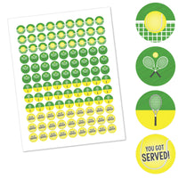 You Got Served - Tennis - Baby Shower or Birthday Party Round Candy Sticker Favors - Labels Fit Hershey's Kisses - 108 ct