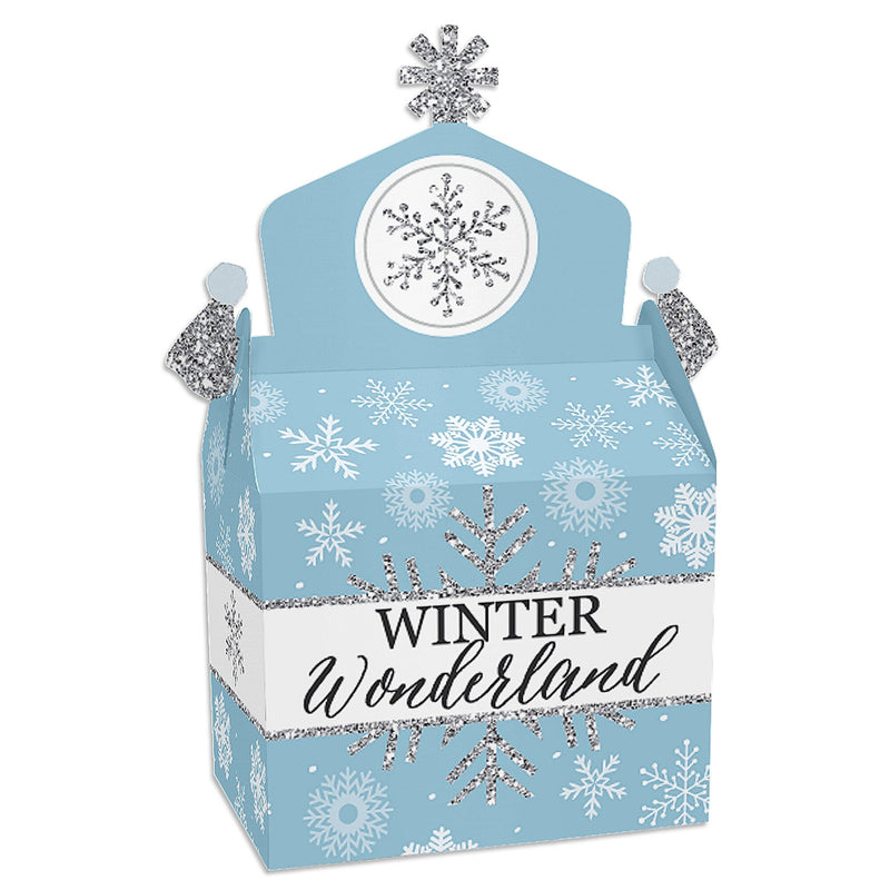 Winter Wonderland - Treat Box Party Favors - Snowflake Holiday Birthday Party and Baby Shower Goodie Gable Boxes - Set of 12