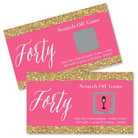 Chic 40th Birthday - Pink and Gold - Birthday Party Game Scratch Off Cards - 22 ct
